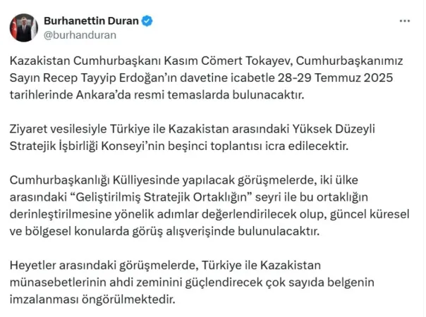 Kazakistan Cumhurbaşkanı Tokayev, Türkiye’ye geliyor –  Ankara Haber